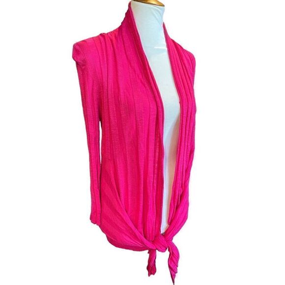 International Concepts Women's Pink Waterfall Tie Front Cardigan Medium - Picture 8 of 15